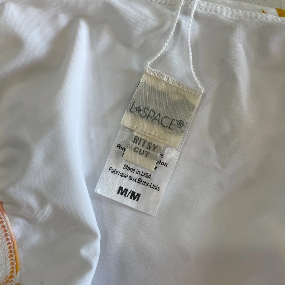 L*Space Tropical Print Bikini Set White Multicolor Bitsy Bottom | NWOT M & XL